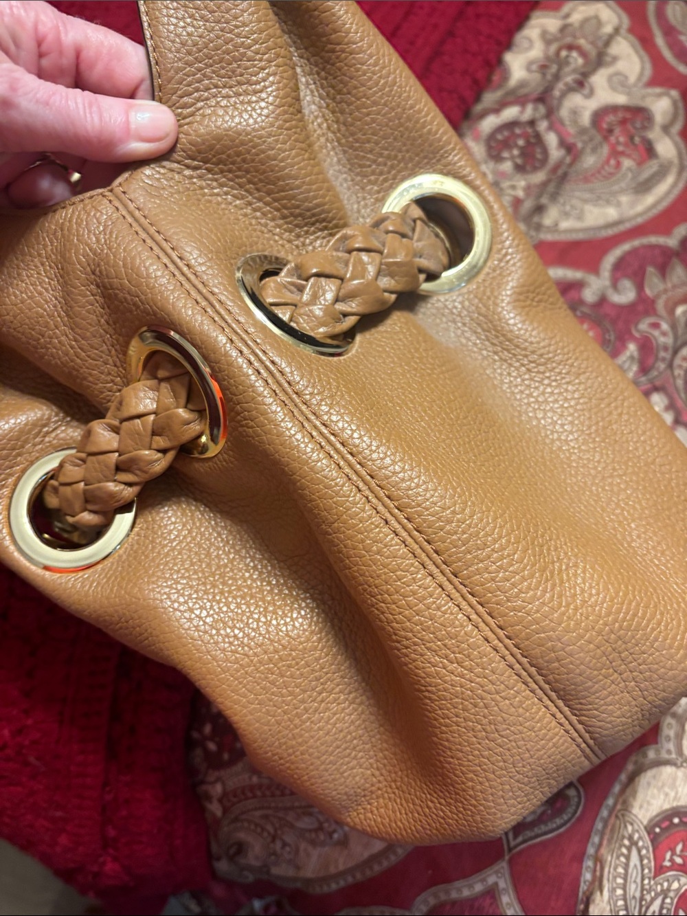 Michael Kors Cognac Brown Pebbled Leather Hobo with Tassel - Picture 8 of 13